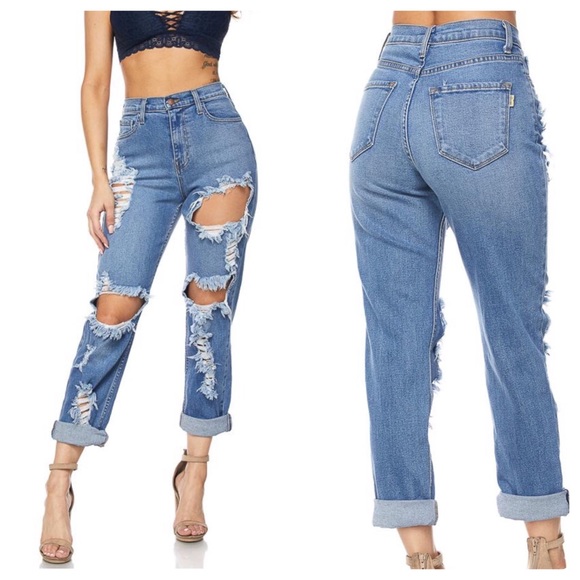 Vibrant Jeans Vibrant High Waisted Distressed Mom Jeans Poshmark